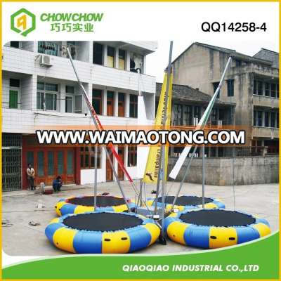 Exciting Outdoor Amusement Park Four Persons Inflatable Mobile Bungee Jumping Trampoline